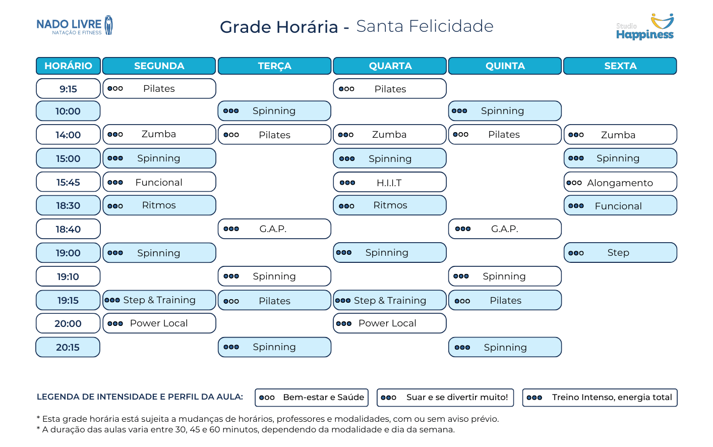 Grade-Horária-Studio-Happiness-Santa-Felicidade-Academia-Nado-Livre